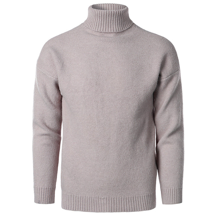 Men's Turtleneck Sweater with Ribbed Collar and Cuffs