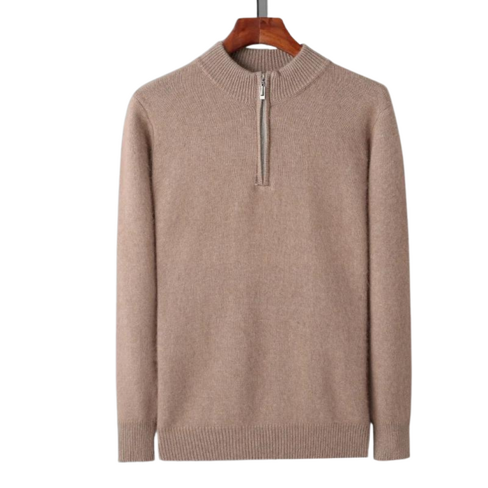 Men's Half-Zip Sweater Ribbed Neckline Long Sleeve