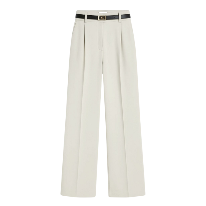 Women's Wide-Leg Trousers with Elastic Waist and Belt