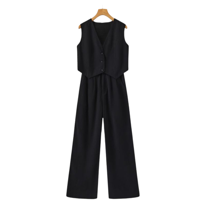 Women's Two-Piece Vest and Wide-Leg Pants Set Sleeveless