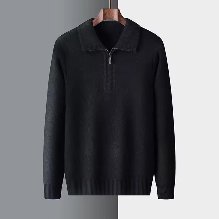 Men's Quarter-Zip Sweater with Ribbed Collar