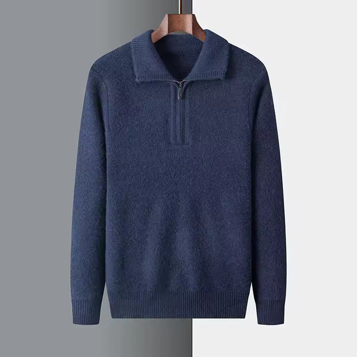 Men's Quarter-Zip Sweater with Ribbed Collar