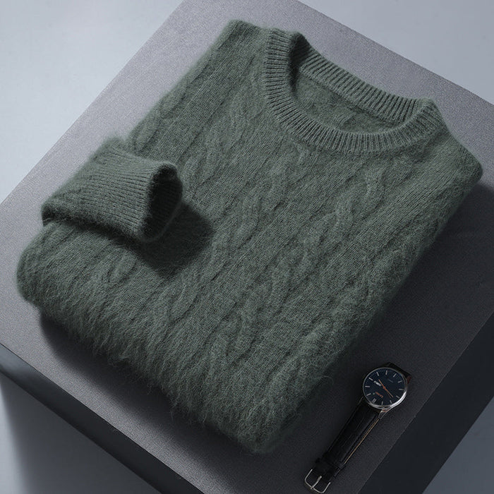 Men's Cable Knit Crew Neck Sweater Classic Pullover