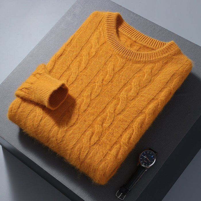 Men's Cable Knit Crew Neck Sweater Classic Pullover