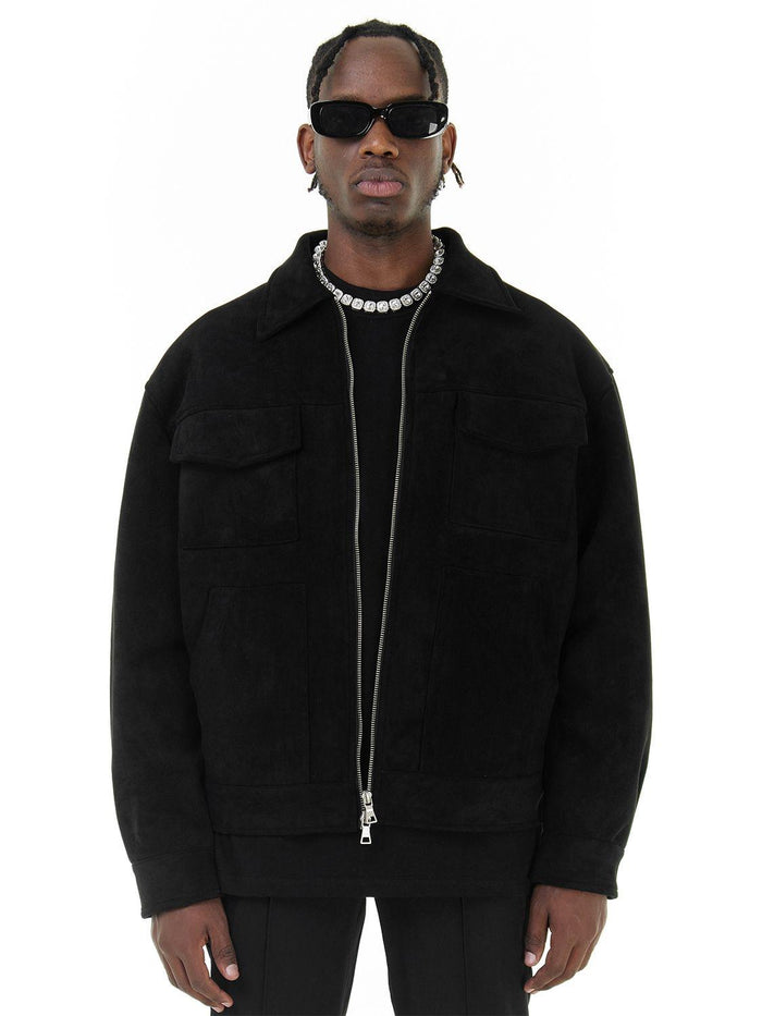 Men's Vintage Zip-Up Jacket with Chest Pockets