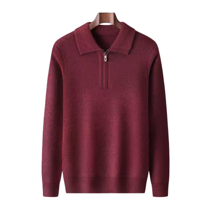 Men's Quarter-Zip Sweater with Ribbed Collar