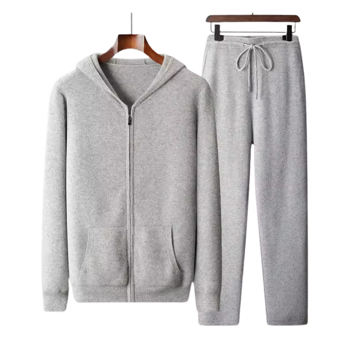 Men's Zip-Up Hoodie and Joggers Set with Drawstring
