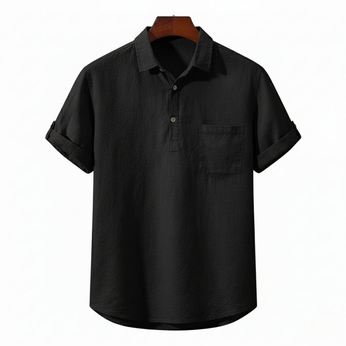 Men's Short Sleeve Polo Shirt with Chest Pocket and Collar