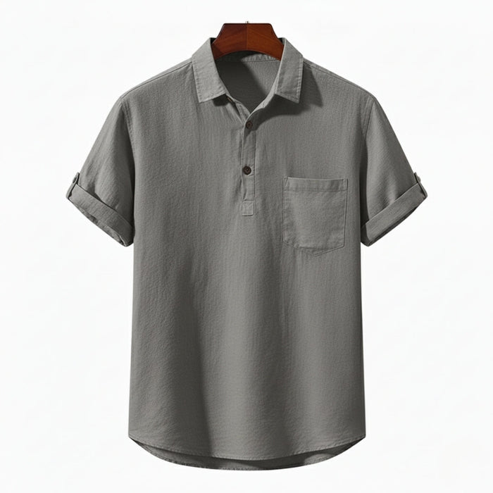 Men's Short Sleeve Polo Shirt with Chest Pocket and Collar