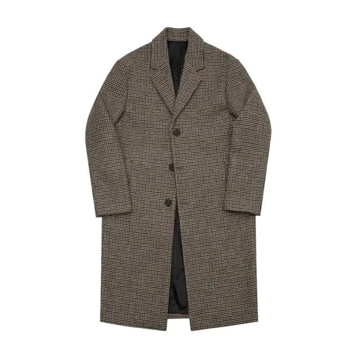 Men's Houndstooth Overcoat Notched Lapel Button Front