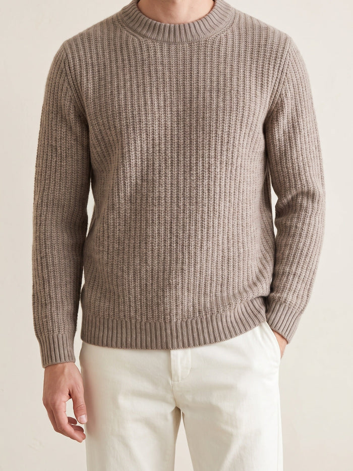 Men's Ribbed Crew Neck Sweater Long Sleeve Pullover