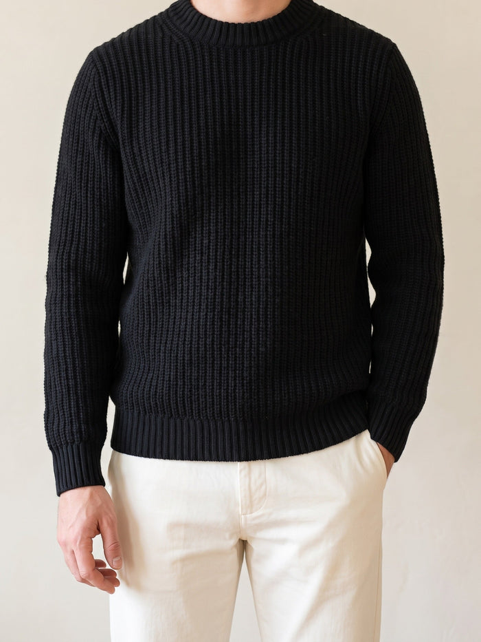 Men's Ribbed Crew Neck Sweater Long Sleeve Pullover