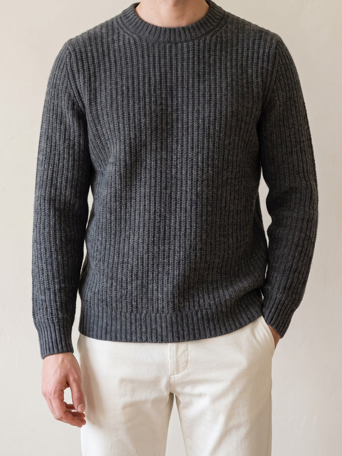 Men's Ribbed Crew Neck Sweater Long Sleeve Pullover