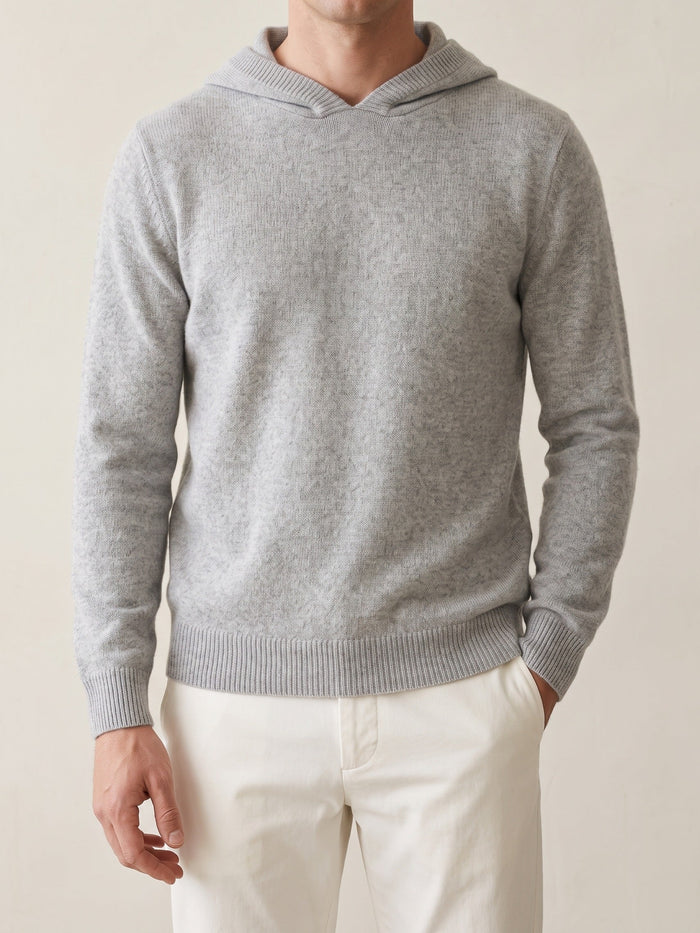 Men's Hooded Sweater with Ribbed Cuffs and Hem