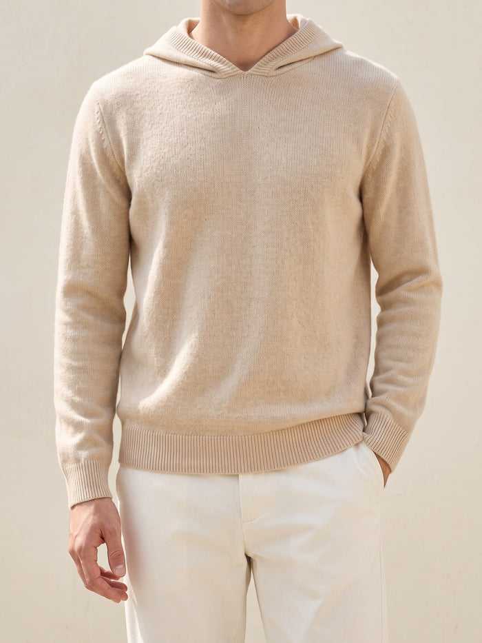 Men's Hooded Sweater with Ribbed Cuffs and Hem