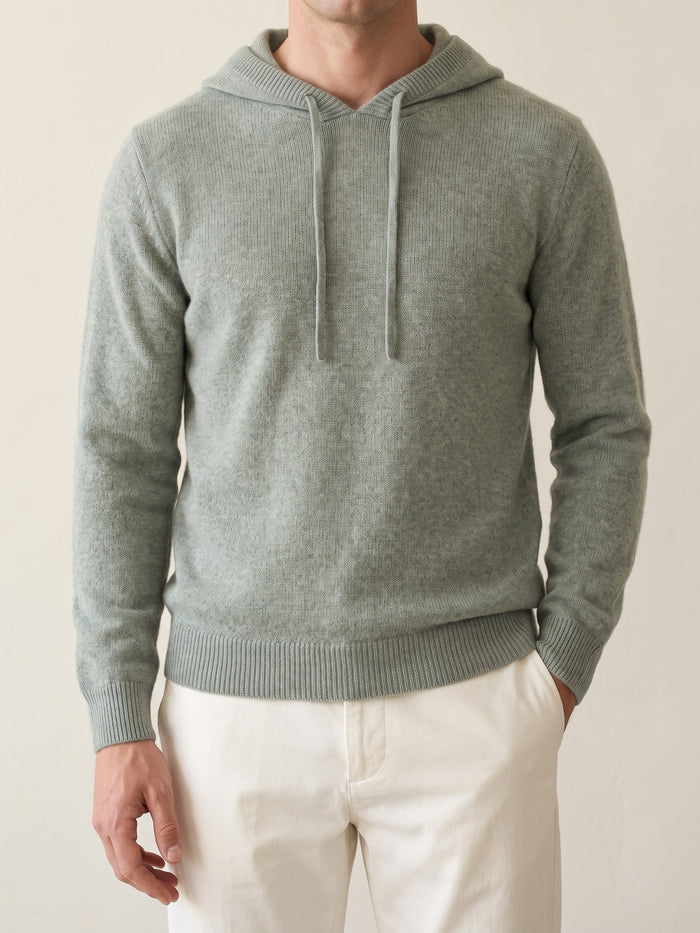 Men's Hooded Sweater with Ribbed Cuffs and Hem