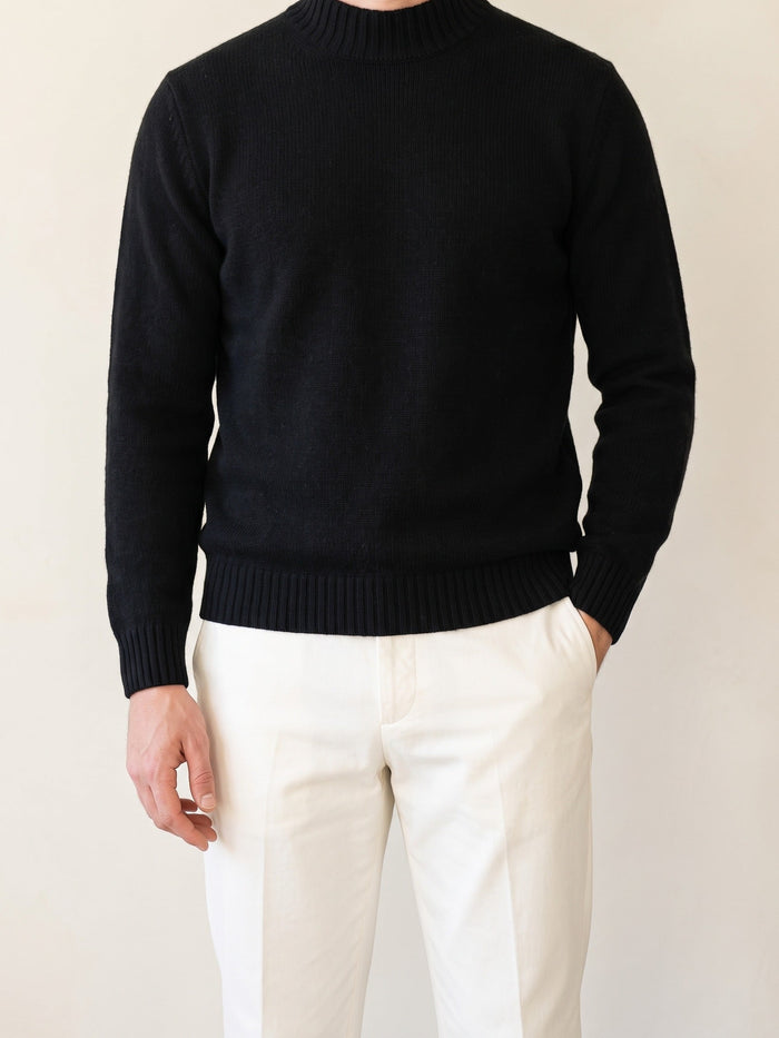 Men's Ribbed Mockneck Sweater Long Sleeve Crew Pullover