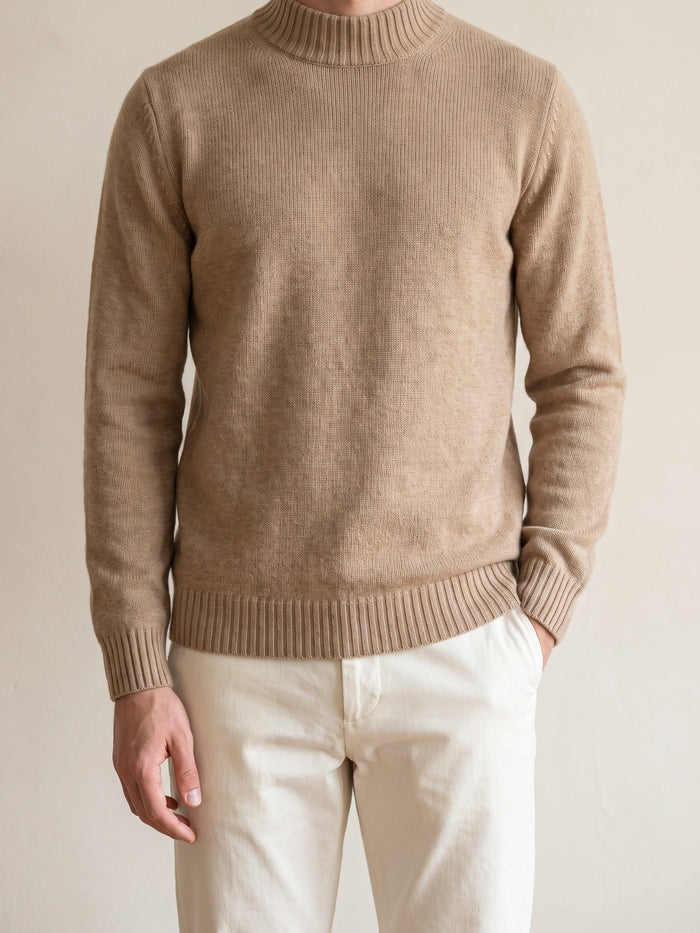 Men's Ribbed Mockneck Sweater Long Sleeve Crew Pullover