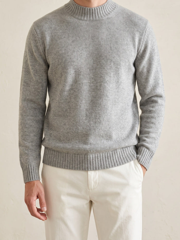 Men's Ribbed Mockneck Sweater Long Sleeve Crew Pullover