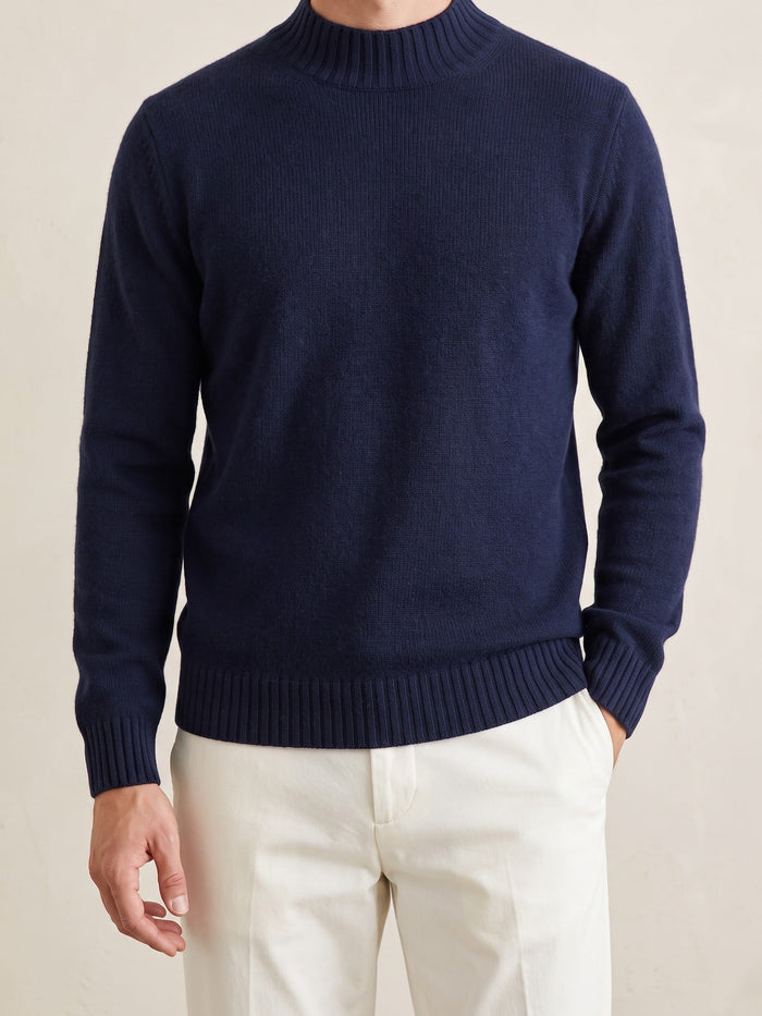 Men's Ribbed Mockneck Sweater Long Sleeve Crew Pullover