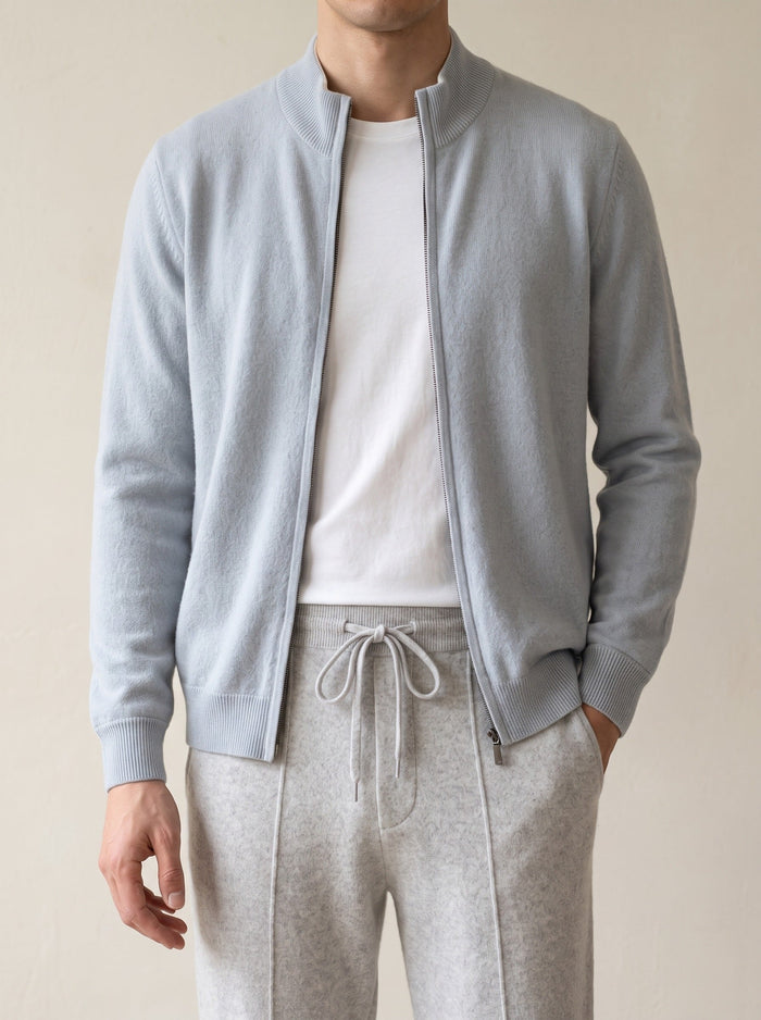 Men's Zip-Up Bomber Tracksuit with Ribbed Collar