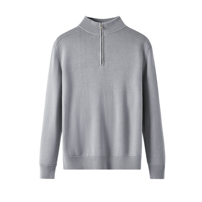 Men's Half-Zip Sweater with Ribbed Collar and Cuffs