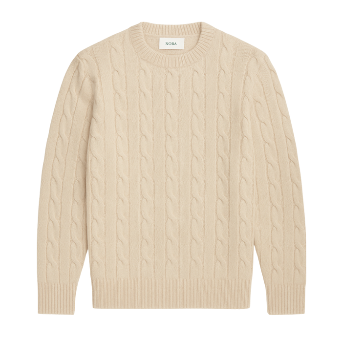 Men's Cable Knit Crew Neck Sweater Classic Pullover