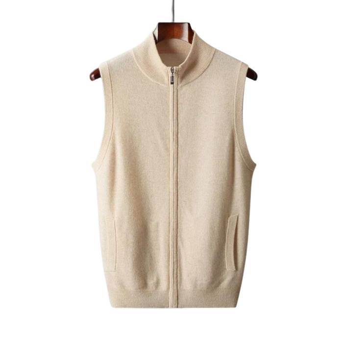 Men's Sleeveless Zip-Front Vest with Stand Collar