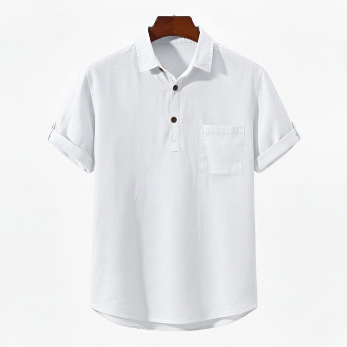 Men's Short Sleeve Polo Shirt with Chest Pocket and Collar